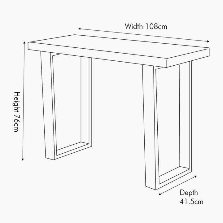 Pahoja Oak Finish Mango Wood and Black Metal Console Table