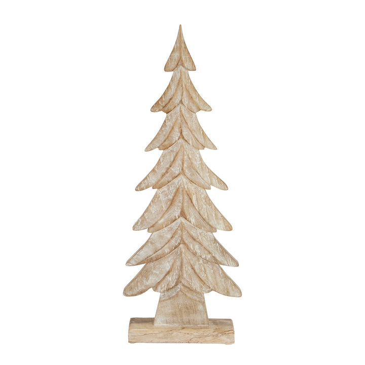 Carved Wood Christmas Tree 43cm