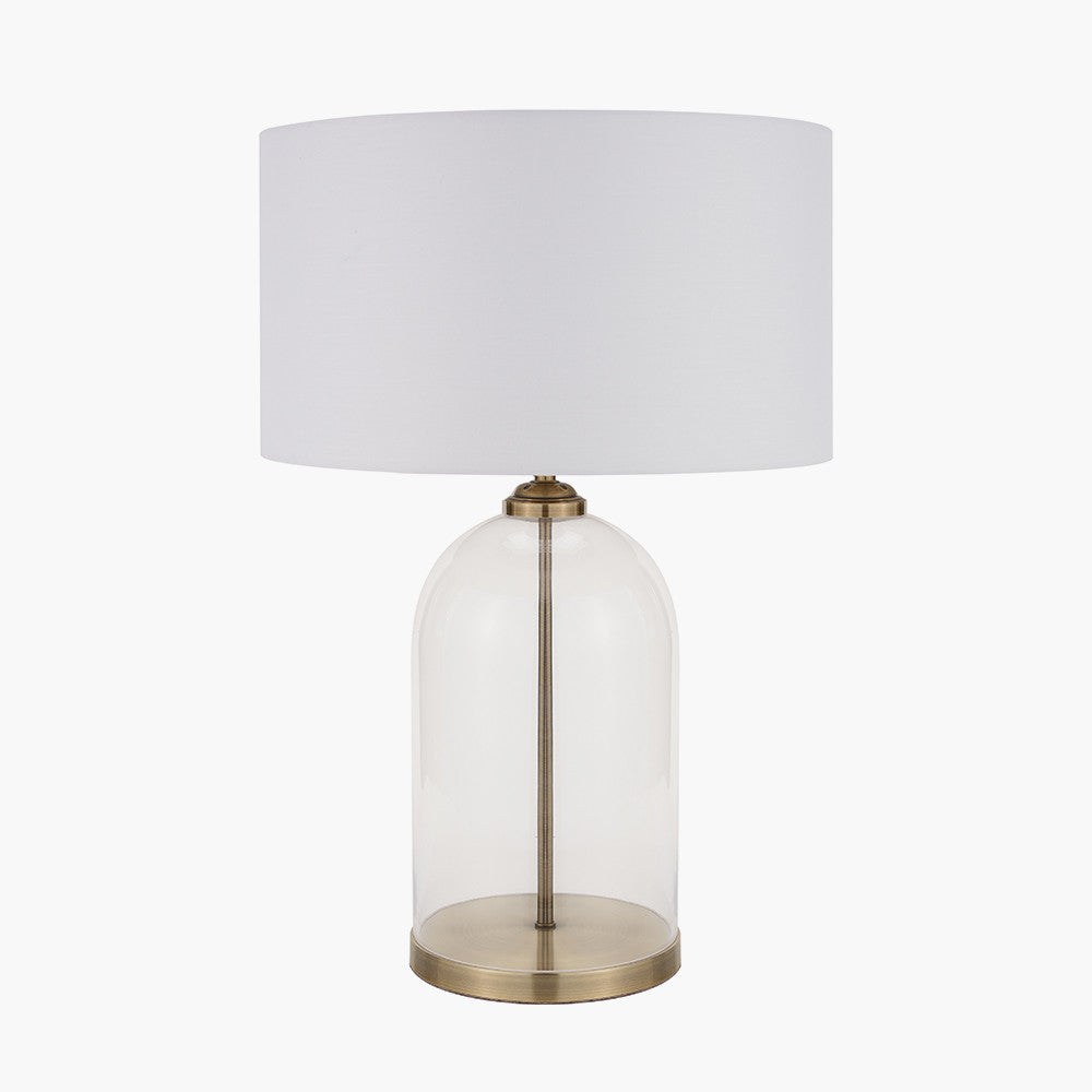 Cloche Clear Glass and Antique Brass Table Lamp