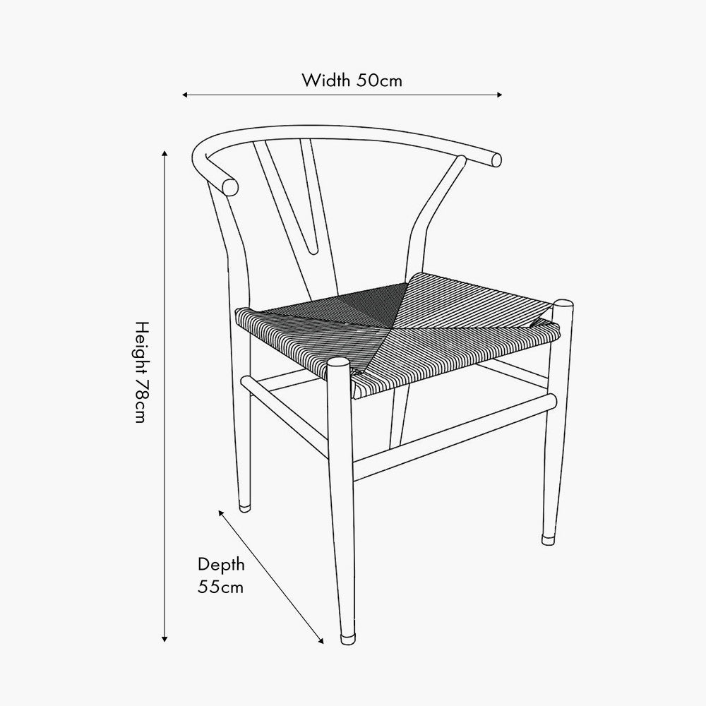 Quinn Natural Beech Wood and Natural Paper Rope Dining Chair