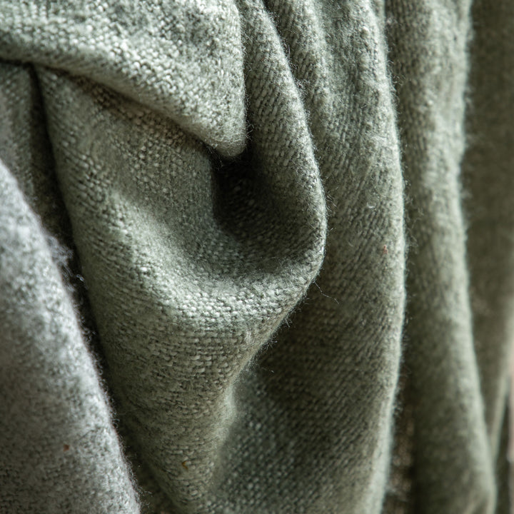 Olive Stripe Faux Mohair Throw 180cm