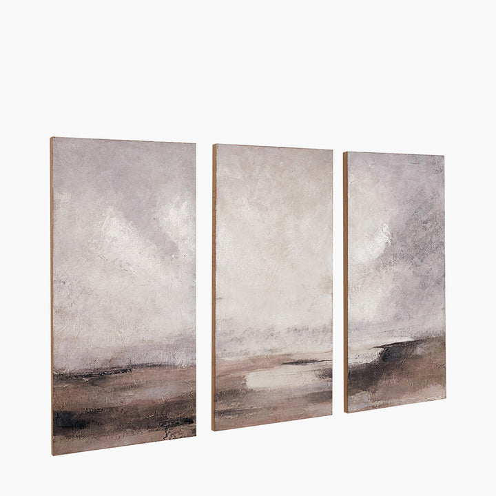 S/3 Grey and Neutrals Abstract Landscape Canvases