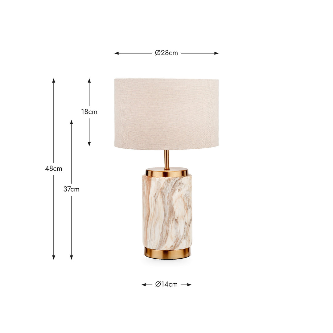 Carrara Natural Stone Effect Ceramic Table Lamp