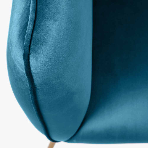 Lucca Sapphire Blue Velvet and Metal Armchair