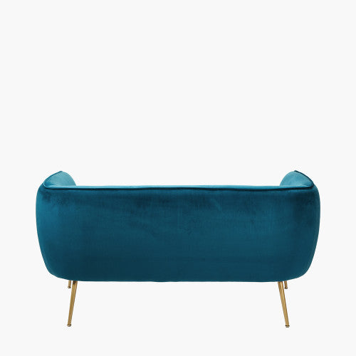 Lucca Sapphire Blue Velvet and Metal Sofa