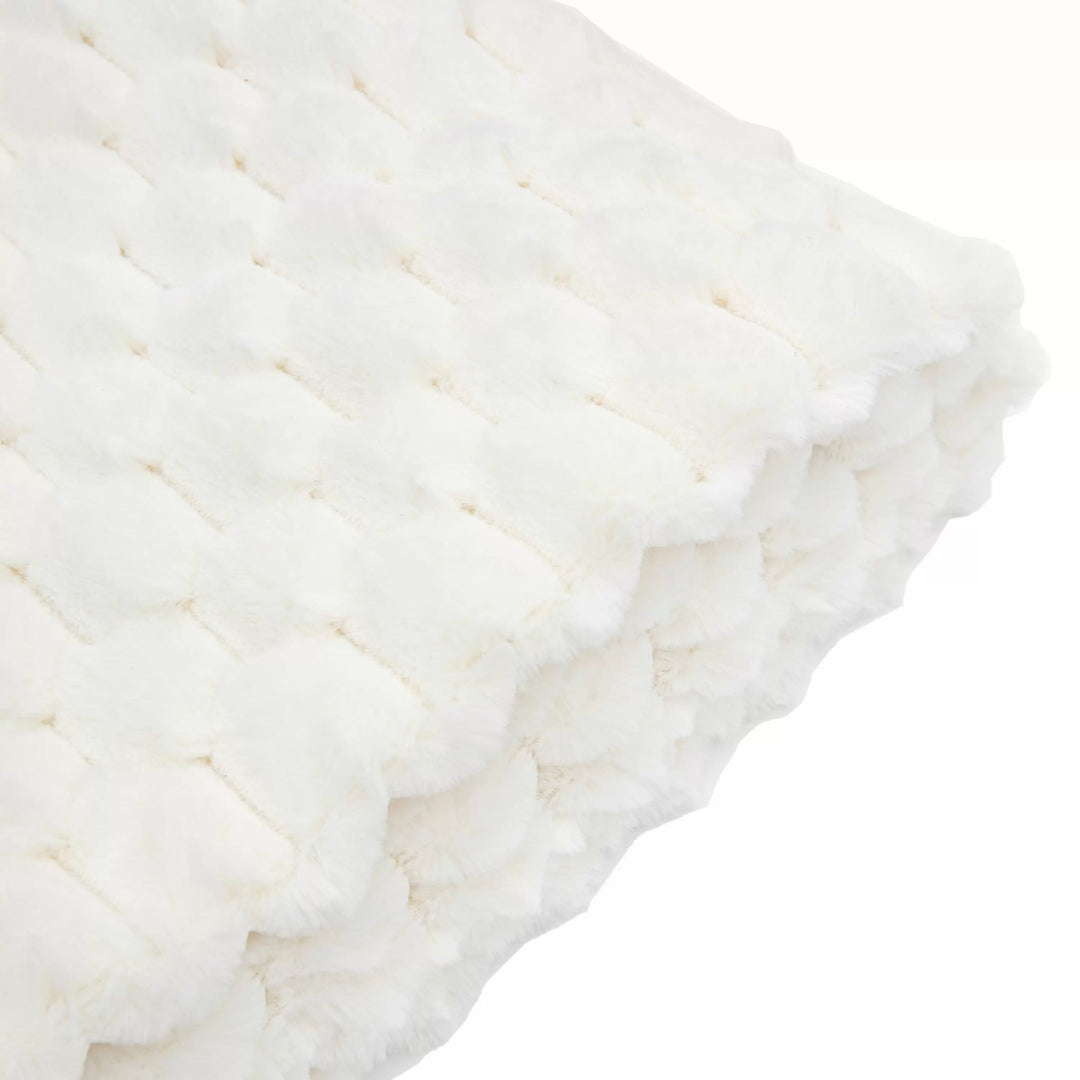 Popcorn Rabbit Fur Throw Cream