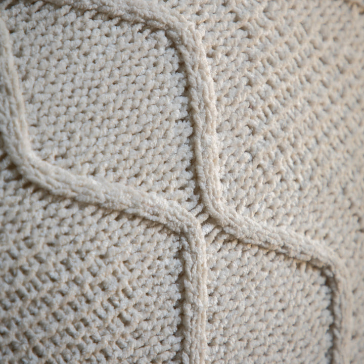 Chenille Chunky Cable Knit Cushion | Cream