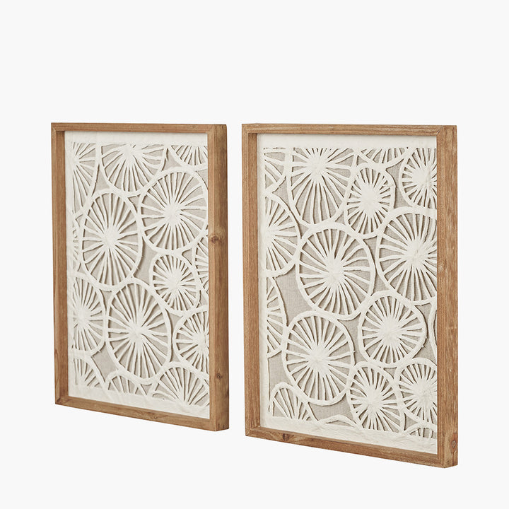 S/2 Cut Out Pattern Natural Paper Design Wall Art with Natural Frames