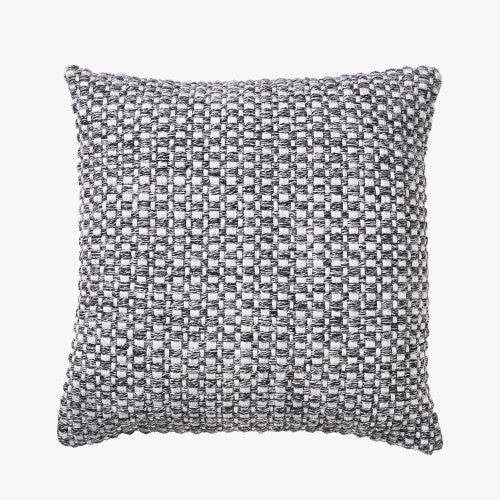 Indoor Outdoor Graphite and White Basket Weave Design Scatter Cushion