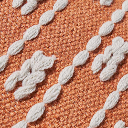 Indoor Outdoor Terracotta and White Braid Design Scatter Cushion