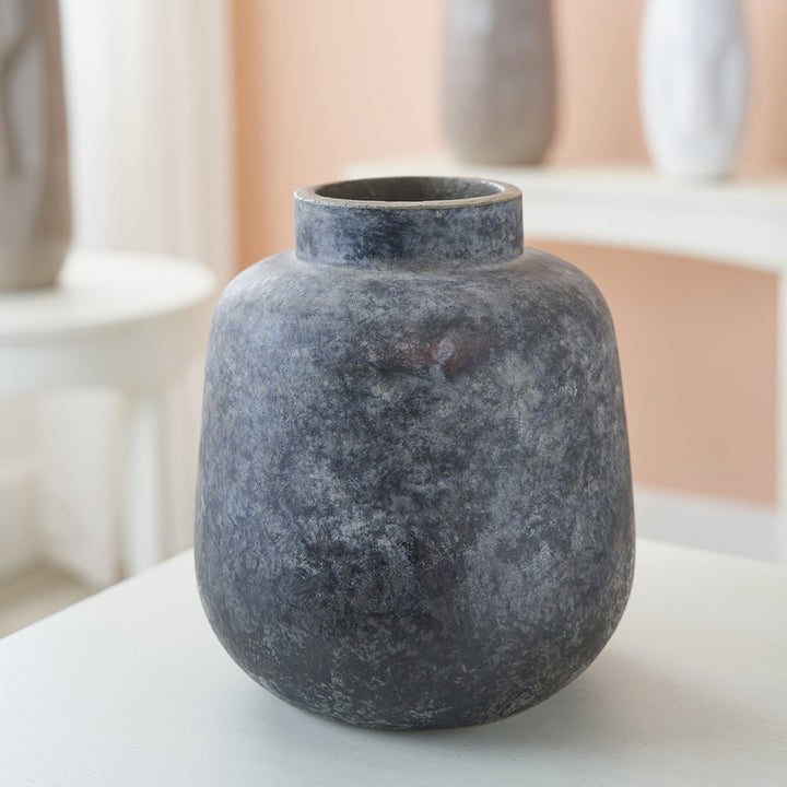 Vulcan Grey Distressed Vintage Effect Stoneware Vase