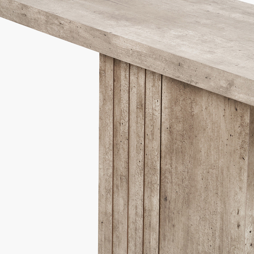 Elkton Concrete Effect Wood Veneer Groove Detail Console Table