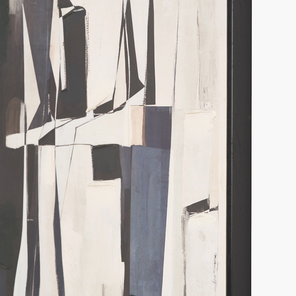 Monochrome Abstract People Canvas with Black Frame