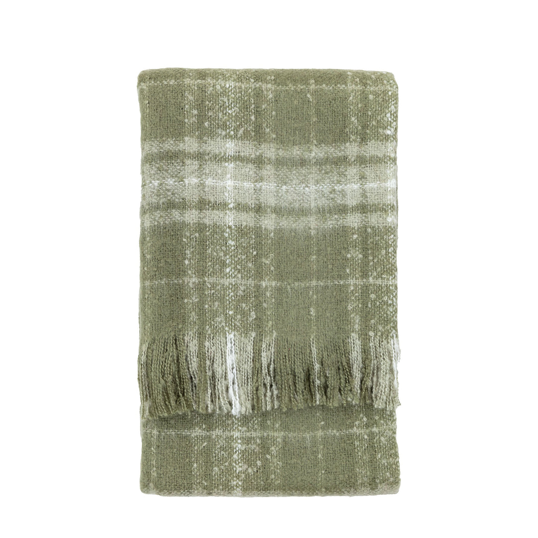 Check Faux Mohair Throw Olive