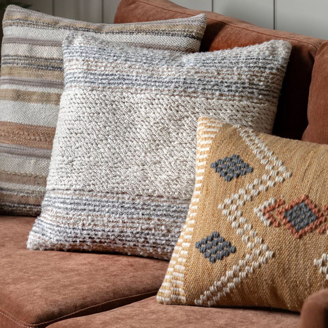 Natural Vertical Stripe Filled Cushion