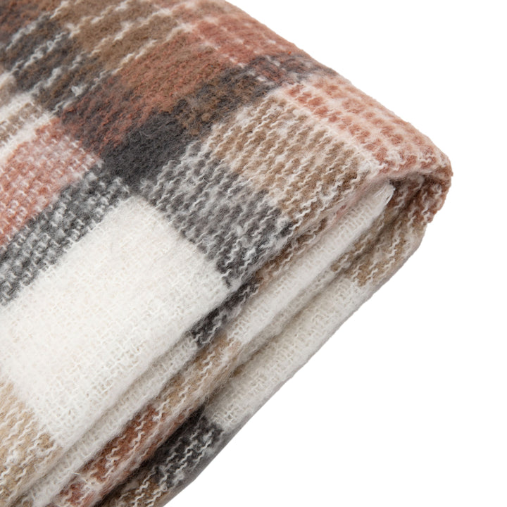 Natural Check Faux Mohair Throw