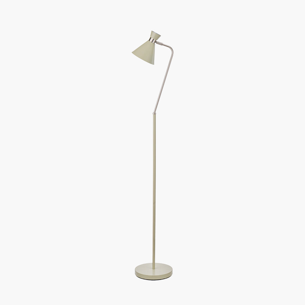 Benedict Sage and Brushed Silver Metal Floor Lamp