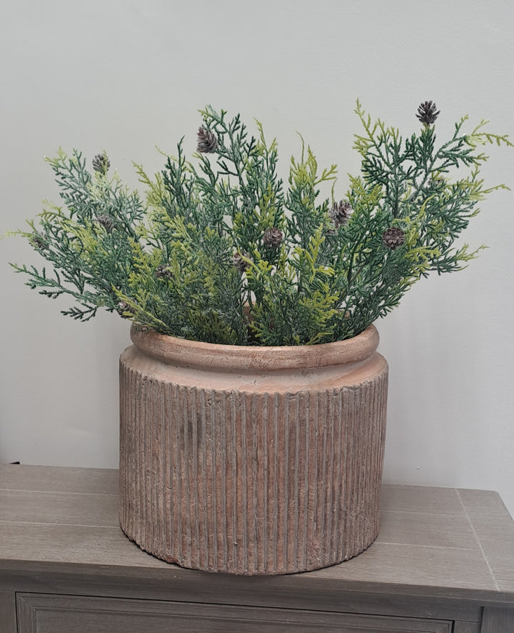 Frosted Pine Spray Stem With Pinecones