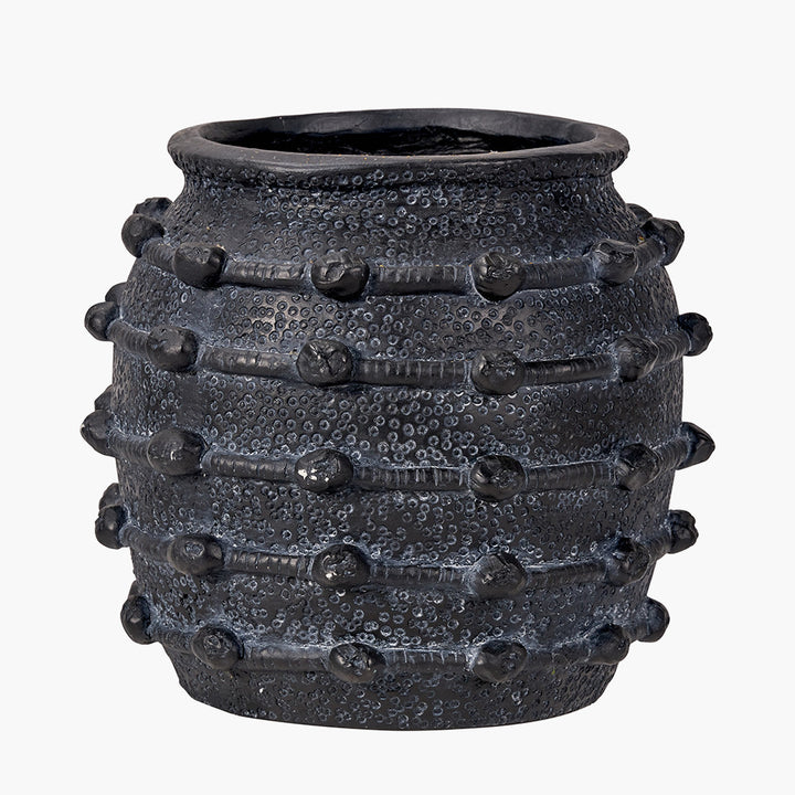 Black Bobble Fibrestone Decorative Planter | Small 29cm