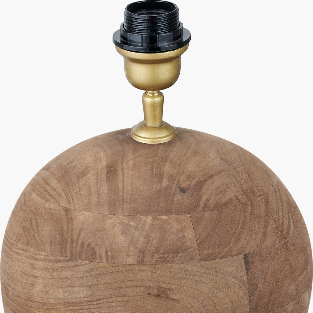 Ziva Antique Brown Round Wood Table Lamp Base
