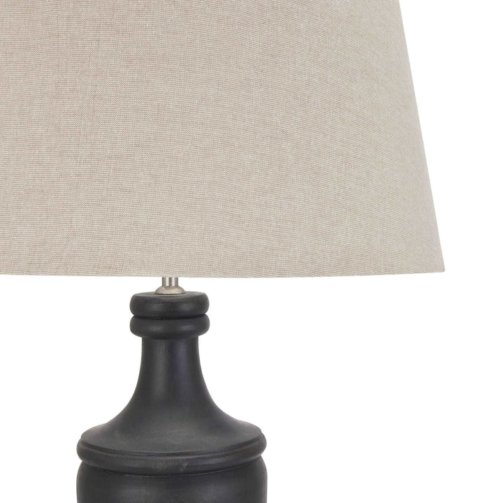 Delaney Grey Pillar Lamp With Linen Shade