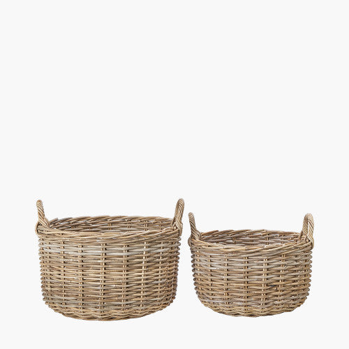 Kubu  Grey Log Baskets - Set of 2