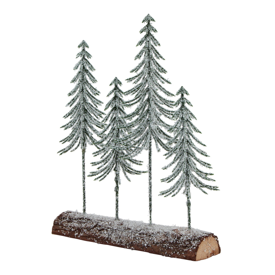 Small Snowy Spindle Tree Quad In Wood Log 25cm