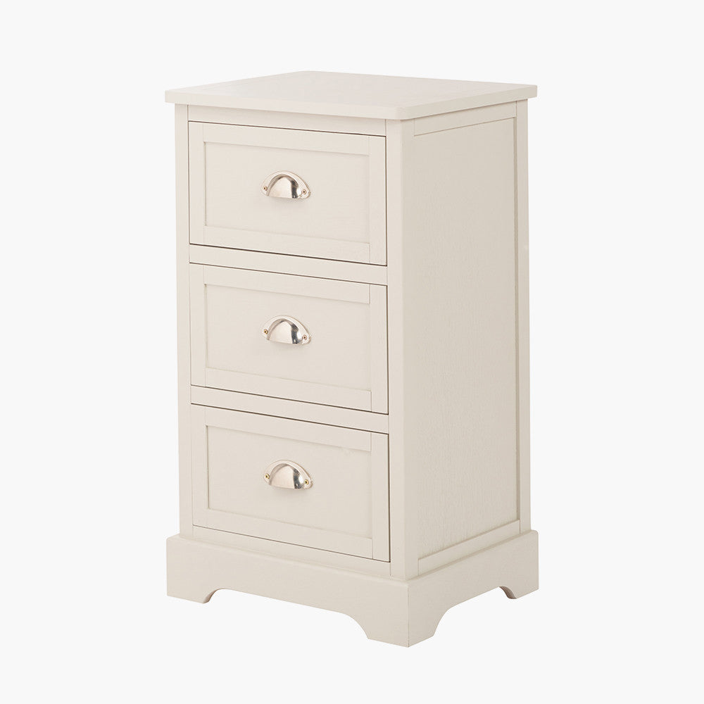 Croft Linen Pine Wood 3 Drawer Tall Unit