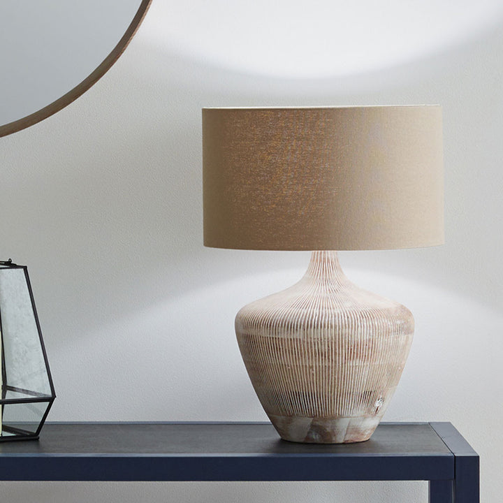 Manaia White Wash Textured Wood Table Lamp Base