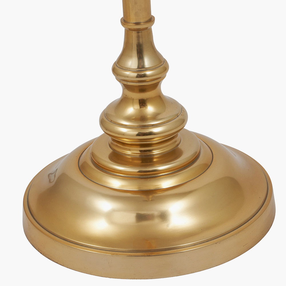 Trafalgar Gold Metal Palm Tree Floor Lamp Base with Henry 45cm White Handloom Cylinder Lampshade