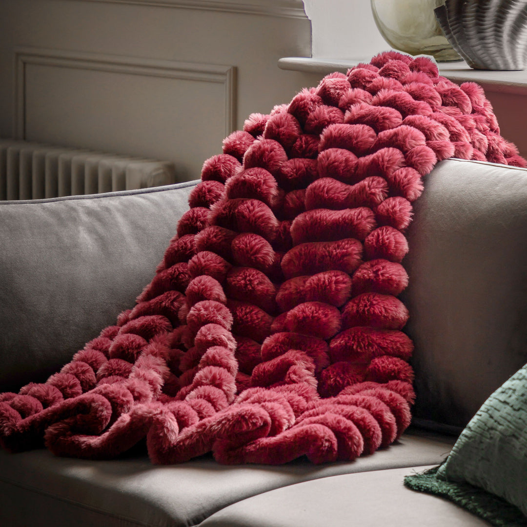 Ribbed Faux Fur Throw | Merlot