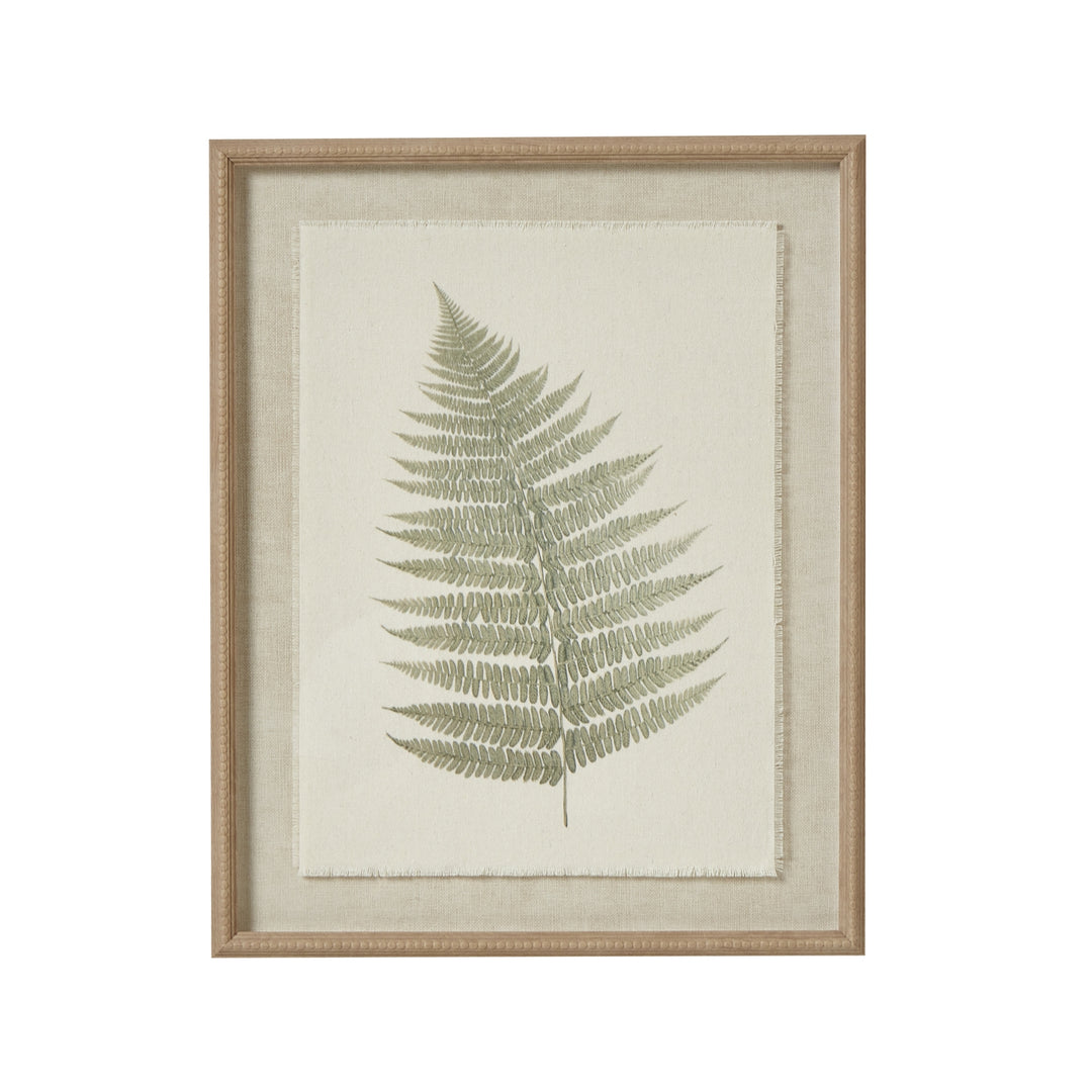 Preserved Fern Art On Texture-Torn Paper With Beaded Frame 50cm