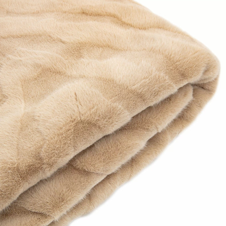 Chevron Rabbit Fur Throw Mink