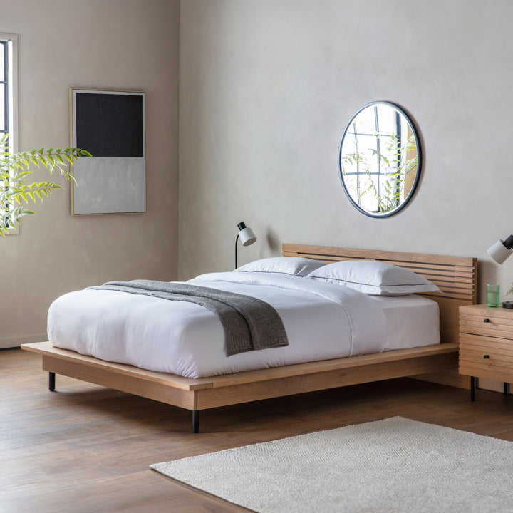 Okayama Oak King Bed