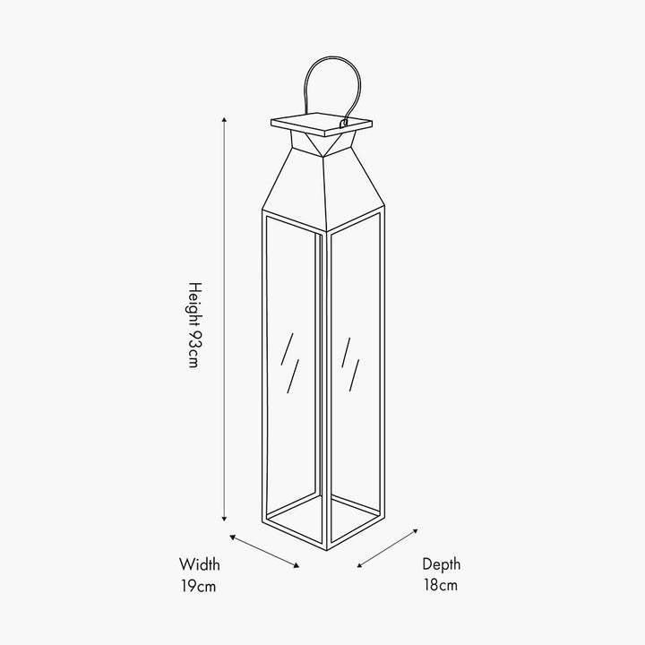 Black Stainless Steel and Glass Large Tall Lantern