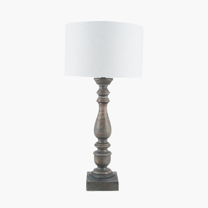 Alia Grey Wash Turned Mango Wood Table Lamp Base