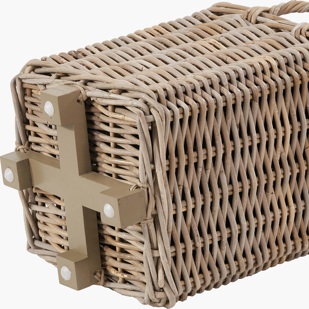 Tobs Set of 3 Indoor Outdoor Grey Kubu Rattan Square Basket Planters with Handles
