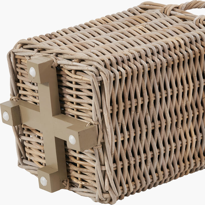 Tobs Set of 3 Indoor Outdoor Grey Kubu Rattan Square Basket Planters with Handles
