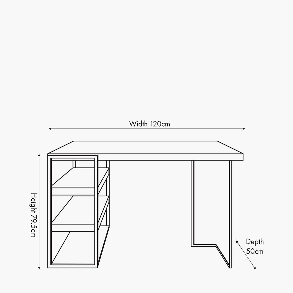 Jersey Concrete Effect Wood Veneer and Black Metal Desk