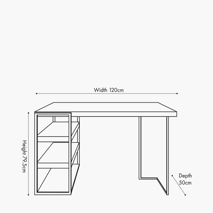 Jersey Concrete Effect Wood Veneer and Black Metal Desk