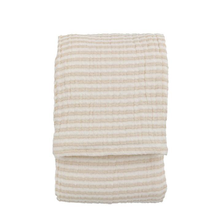 Crinkle Stripe Bedspread Beige