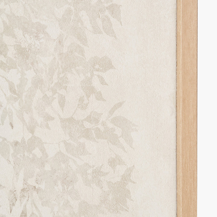 White and Natural Floral Square Canvas with Natural Frame