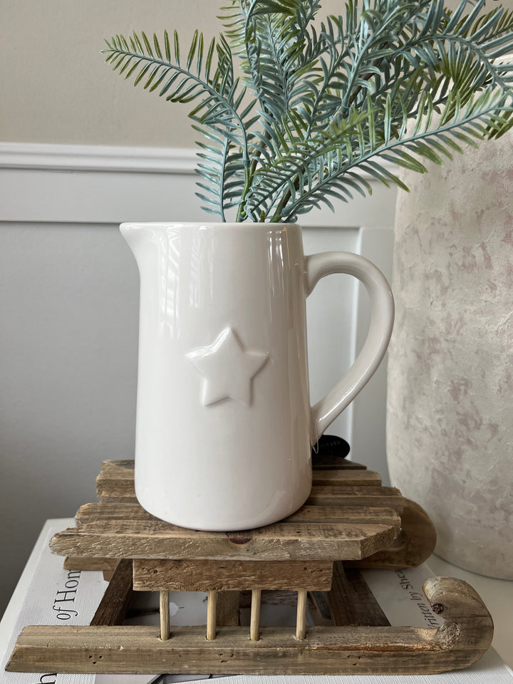 Large Ceramic Star White Jug