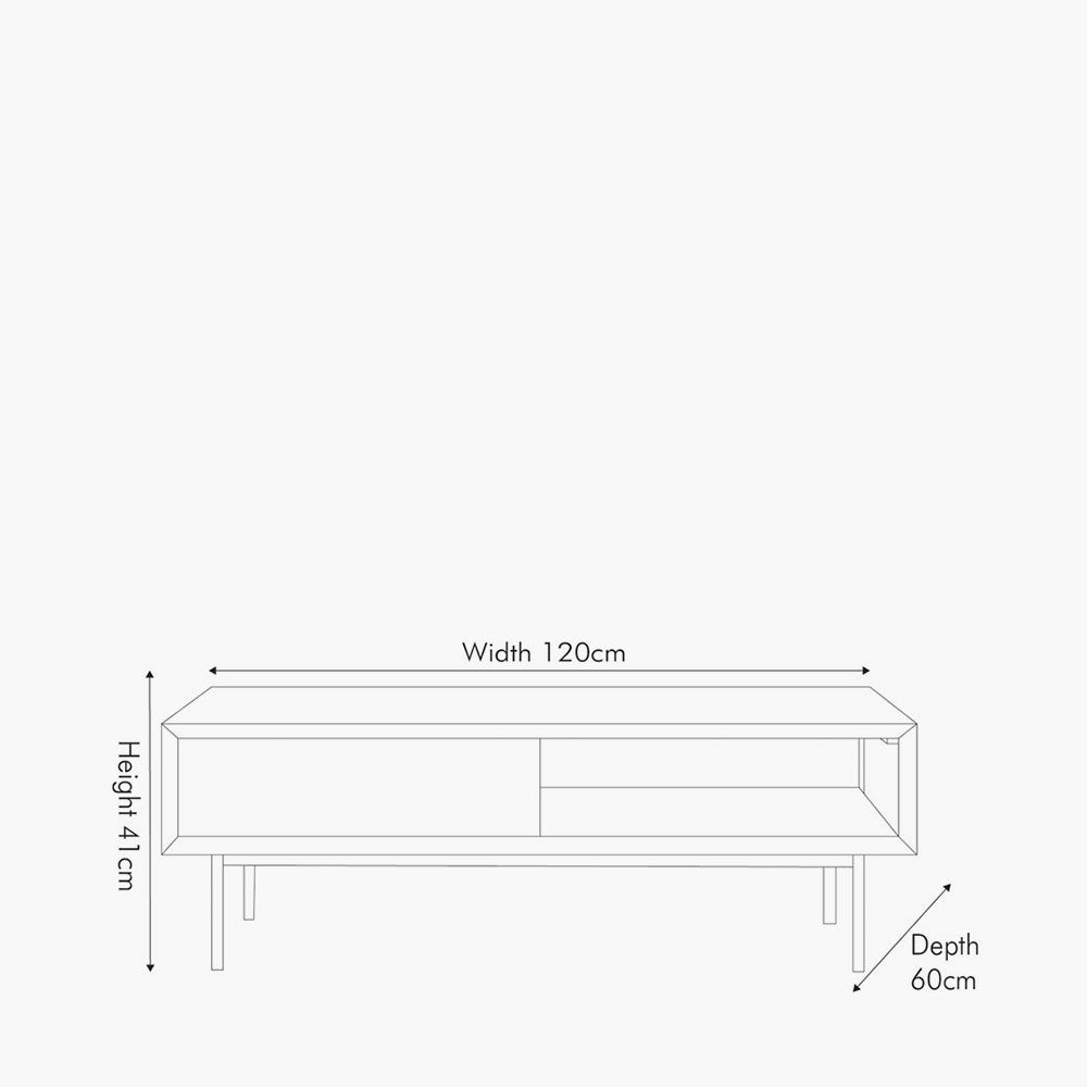 Arte Dark Brown Acacia Wood and Black Metal 2 Drawer Coffee Table