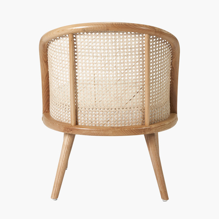 Simone Bouclé Fabric, Natural Pine Wood and Rattan Chair