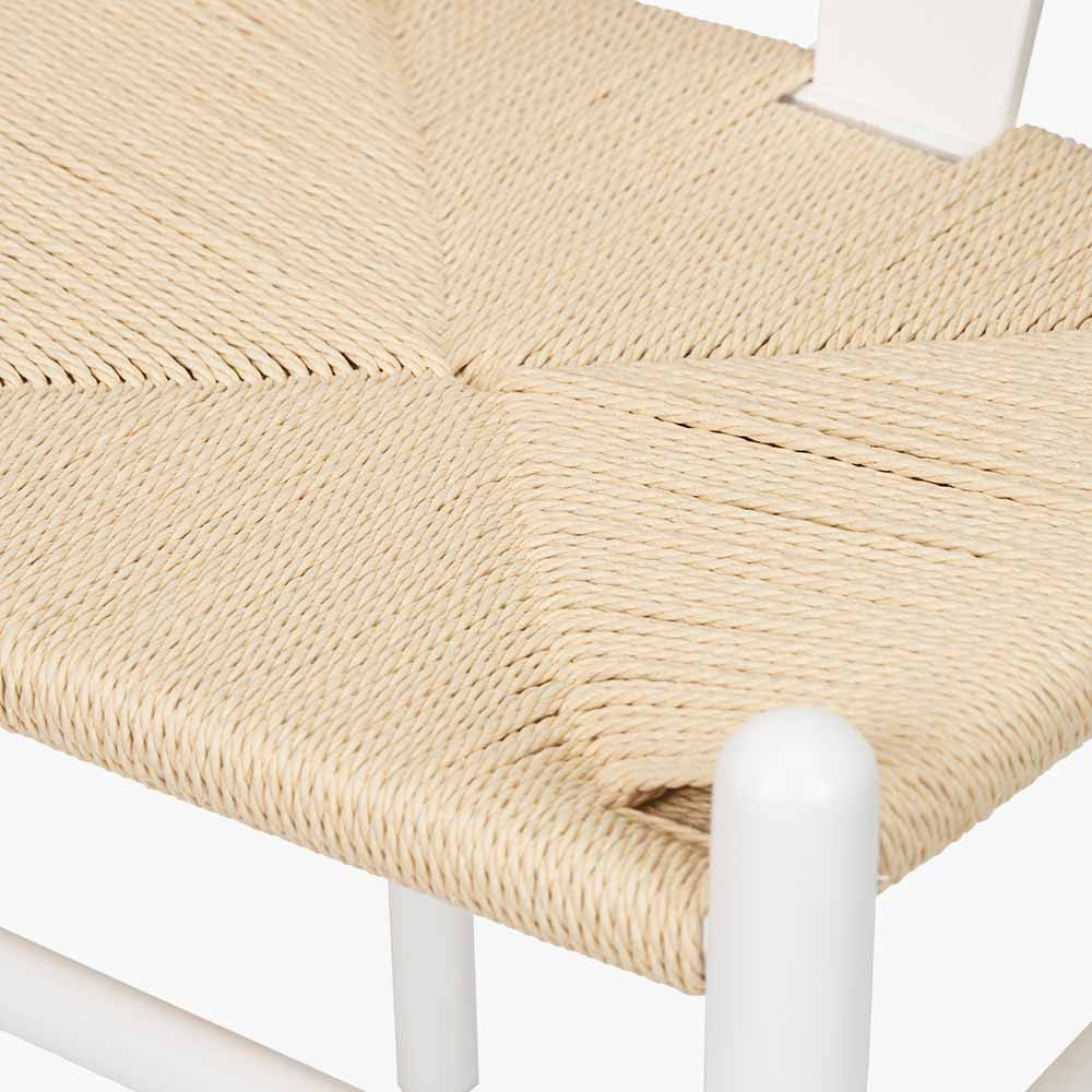 Quinn White Beech Wood and Natural Paper Rope Dining Chair