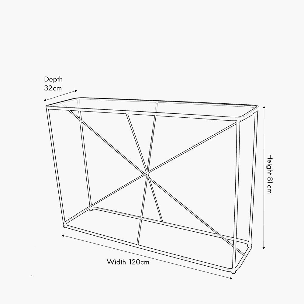 Roxy Glass and Black Metal Console Table