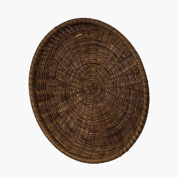 Pecan Brown Rattan Round Basket Tray