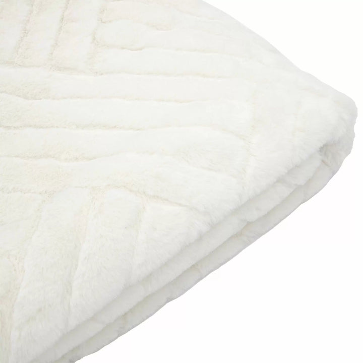 Block Rabbit Cream Fur Throw