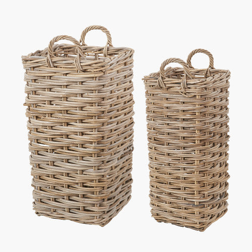Tobs S/2 Square Grey Kubu Rattan Umbrella Baskets